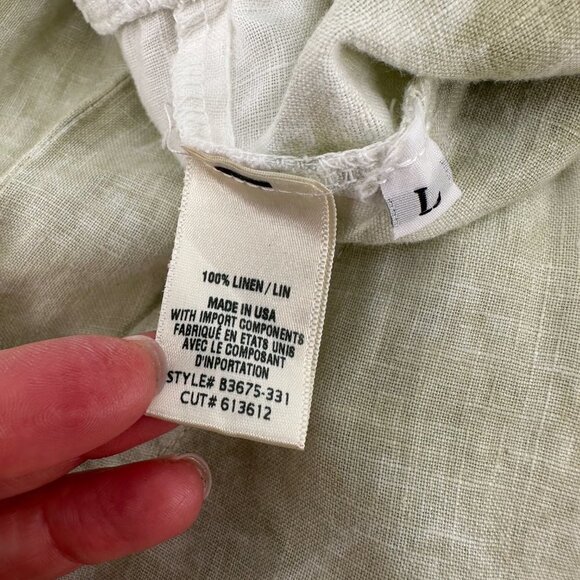 Bella Dahl Mint Green Linen Tie Dye Beach Boho Coastal Pull On Large Jogger Pant - Picture 5 of 7